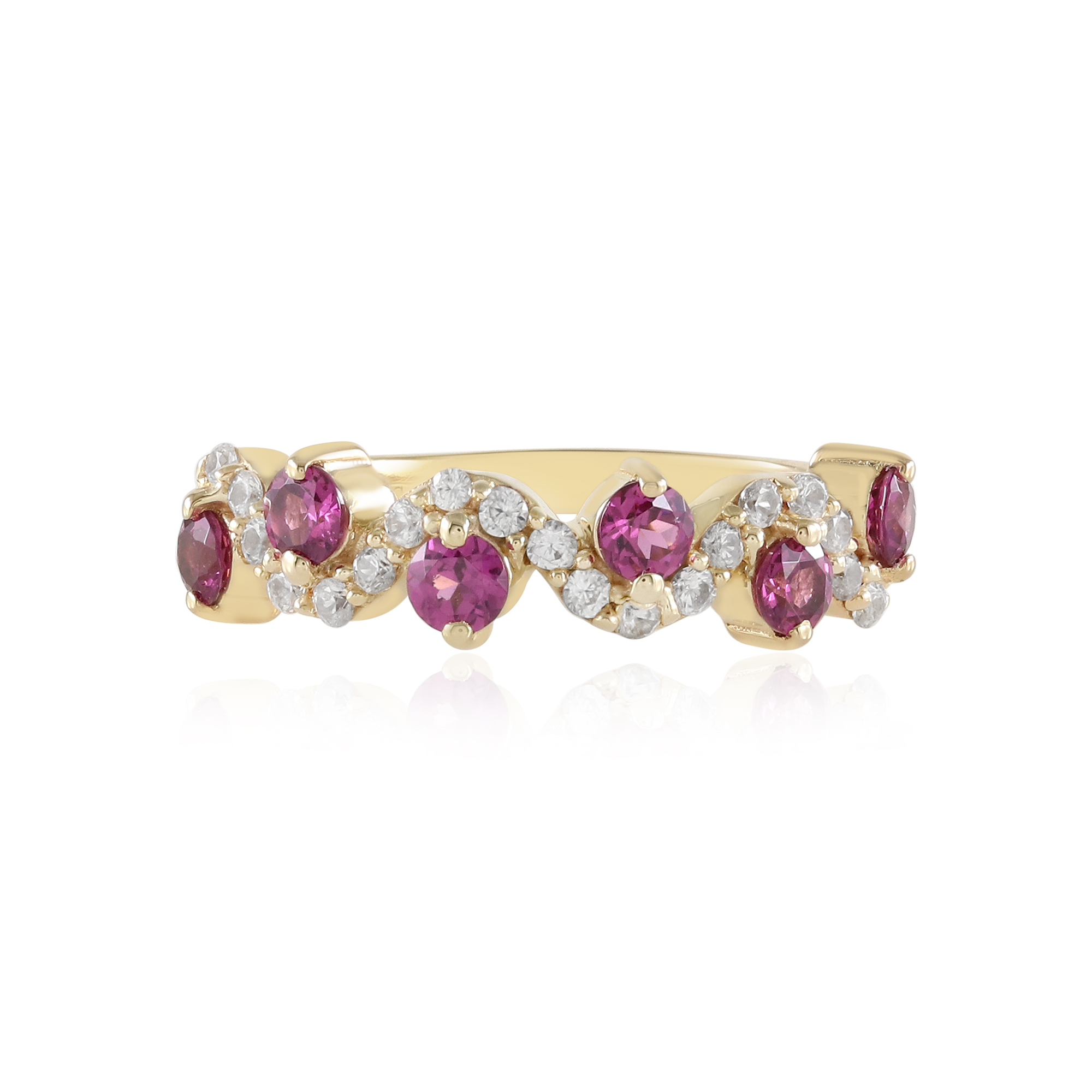 Anello placcato oro con rubino naturale Panchdatu, gioielli