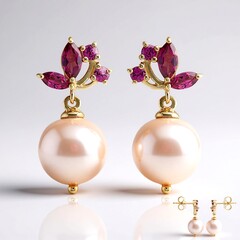 Boucles d'oreilles en argent et Perle Ming de couleur pourpre (TPC)