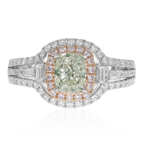 Gouden ring met een SI2 Groene Diamant (CIRARI)