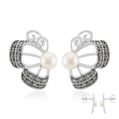 Zilveren oorbellen met Witte zoetwater kweekparels