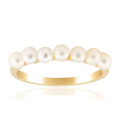 Weiße Süßwasserzuchtperlen-Silberring