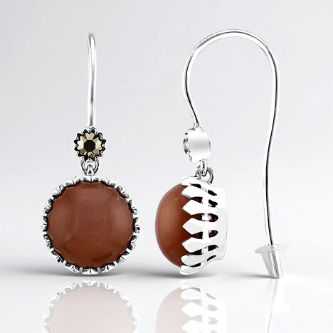 Orecchini in argento con Pietra di Luna Pesca (Annette classic)