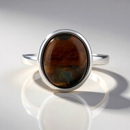 Anillo en plata con Piertersita dorada