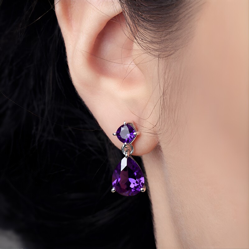 Boucles d'oreilles en argent et Améthyste du Maroc