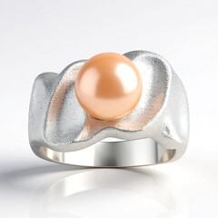 Anello in argento con Perla Ming color Pesca