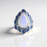 Anello in argento con Pietra di Luna Arcobaleno (Adela Silber)