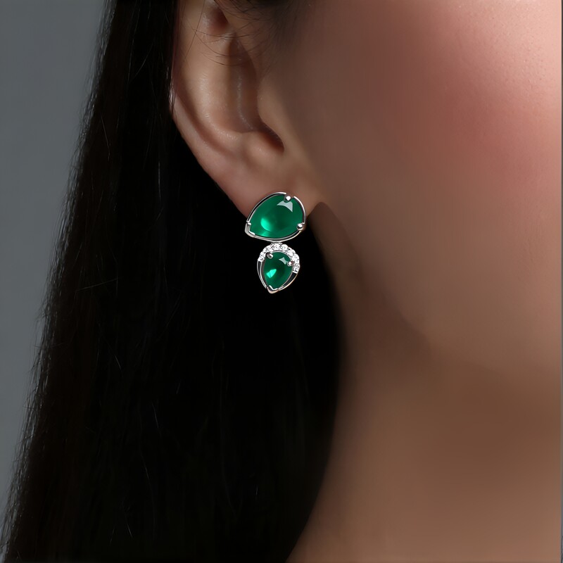 Orecchini in argento con Onice Verde