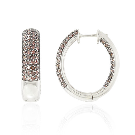 Zilveren oorbellen met rode diamanten