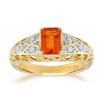 Bague en or et Opale de feu mexicaine AAA