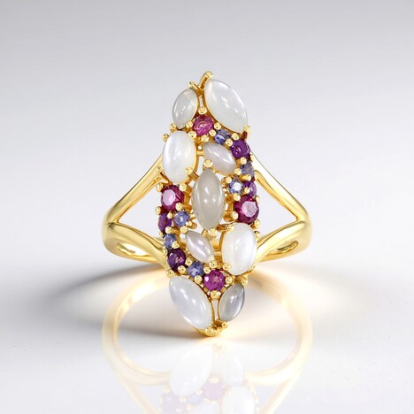 Anello in argento con Pietra di Luna Bianca (KM by Juwelo)