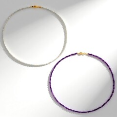 Collier en argent et Améthyste de Zambie