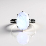Rainbow Moonstone Silver Ring