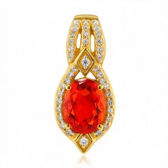 Pendentif en or et Opale de feu mexicaine AAA