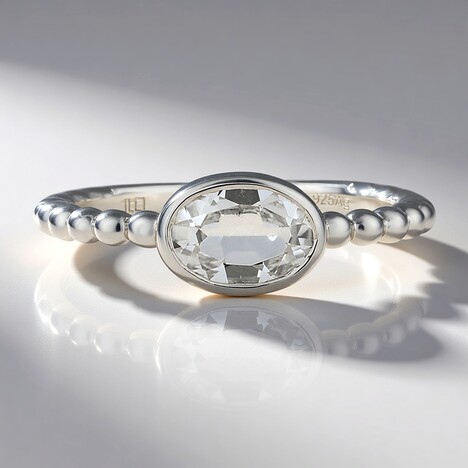 Anello in argento con Topazio Bianco