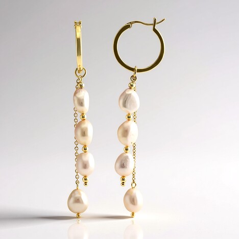 Orecchini in argento con Perla d'Acqua Dolce Arancione (TPC)