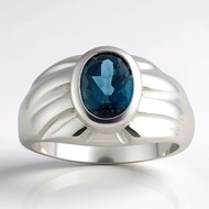 Bague en argent et Topaze bleu de Londres (Pallanova)