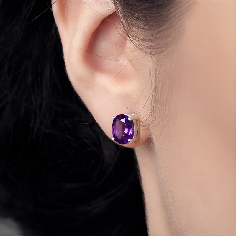 Siberian Amethyst Silver Earrings
