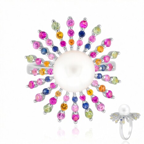 Weiße Südseeperlen-Goldring (Michelle Albala)