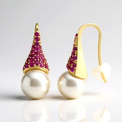 Boucles d'oreilles en or et Perle blanche des mers du sud (Michelle Albala)