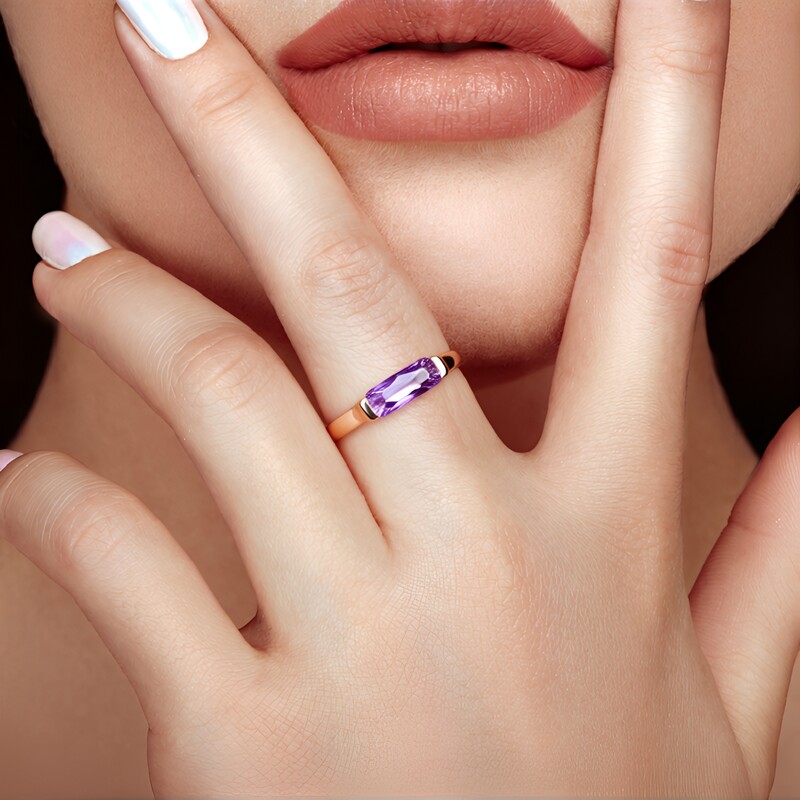 Anillo en plata con Amatista de Zambia
