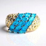 Bague en argent et Apatite bleu néon (Gems en Vogue)