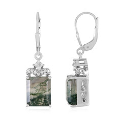 Pendientes en plata con Ágata de musgo