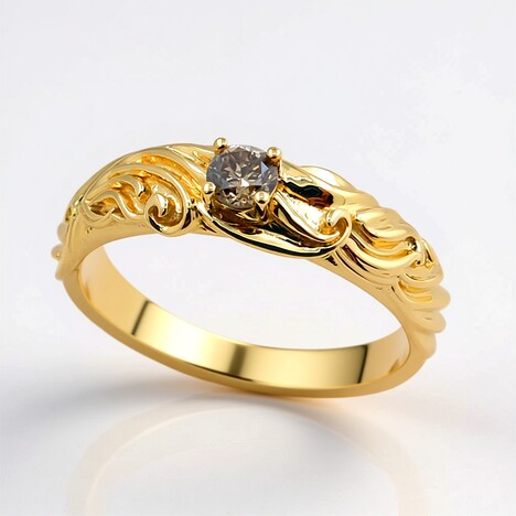 Anello in oro con Diamante Champagne d'Argyle SI2 (de Melo Gold)