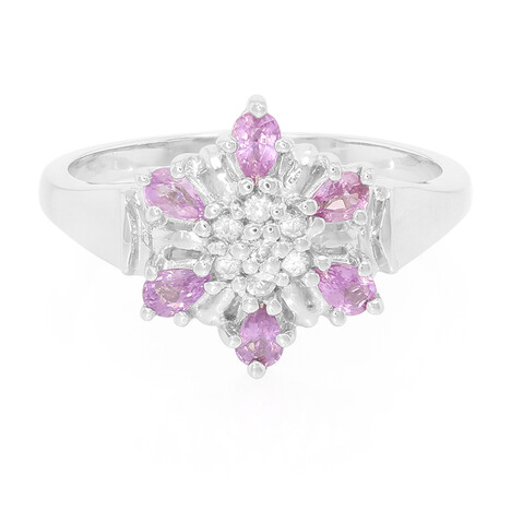 Zilveren ring met Onverhitte Purper Saffieren