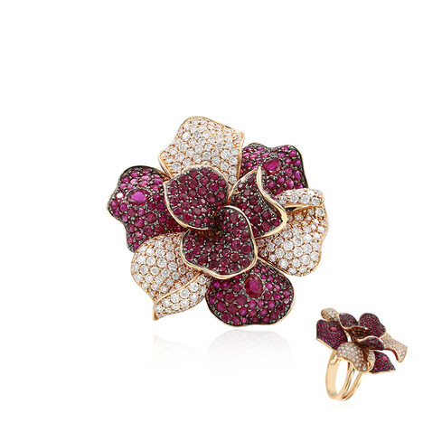 Gouden ring met Birmese Robijnen (Estée Collection)