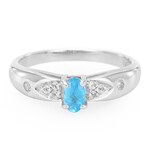 Bague en argent et Apatite bleu néon