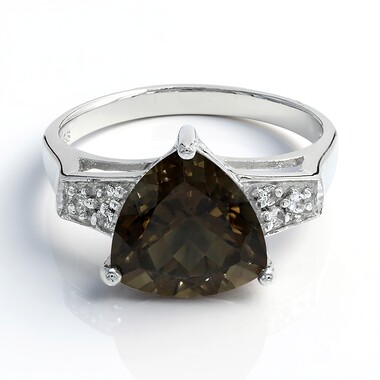 Bague en argent et Quartz fumé
