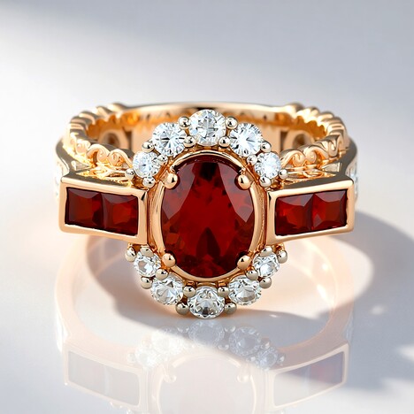 Anello in argento con Zircone Rosso (Gems en Vogue)