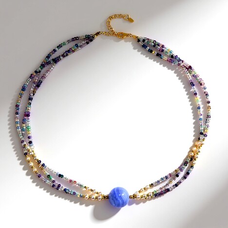 Collana in argento con Agata Lace Blu (Riya)