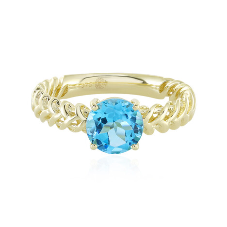 Schweizblauer Topas-Goldring (Ornaments by de Melo)