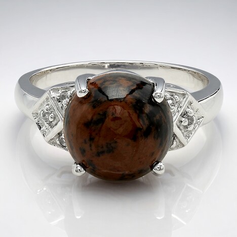 Anello in argento con Ossidiana Mogano