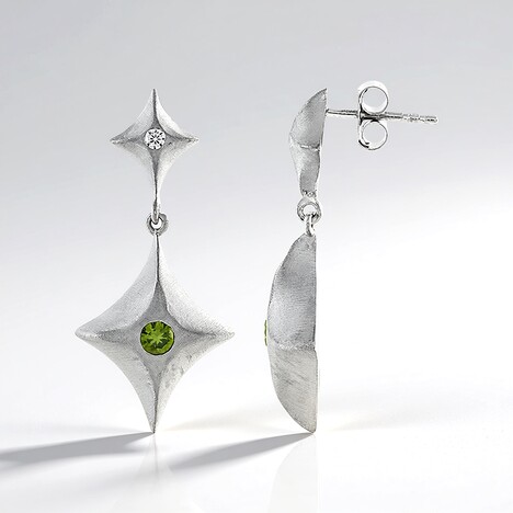 Orecchini in argento con Zircone Ceylon Verde (MONOSONO COLLECTION)