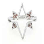 Roter Cognac-Brillant-Silberring