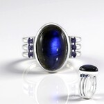 Bague en argent et Labradorite bleue de Maniry (KM by Juwelo)