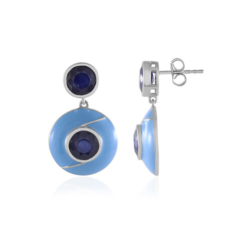 Blauer Madagaskar-Saphir-Silberohrringe (Adela Silber)