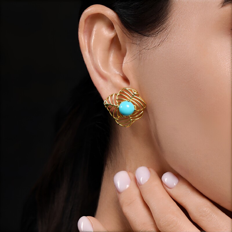 Pendientes en plata con Turquesa bella durmiente (Ornaments by de Melo)