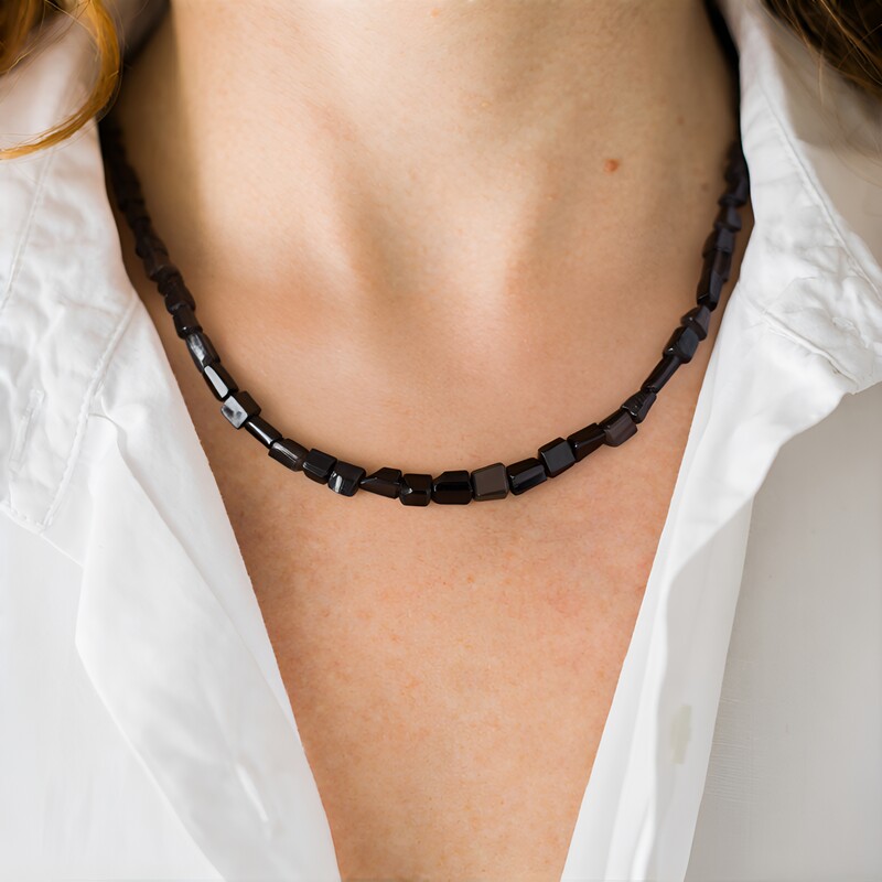 Collana In Argento 925 Con Pietra Di Luna Pesca – Eledoro, Vera Gemma Dall'India, 48 Cm