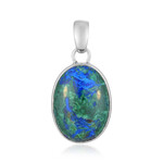 Ciondolo in argento con Malachite Azzurrite (Bali Barong)