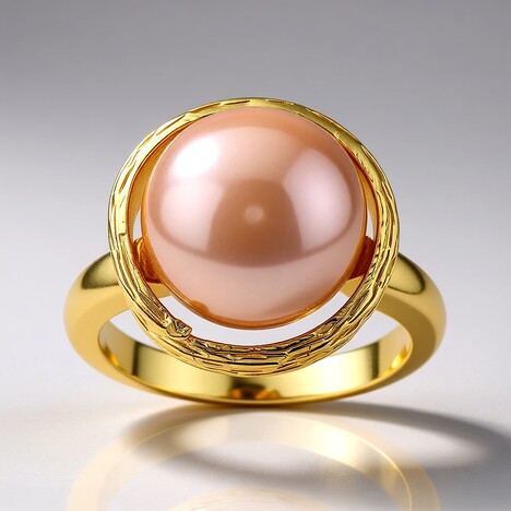 Anello in argento con Perla Ming color Pesca (TPC)