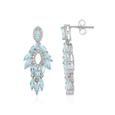 Boucles d'oreilles en argent et Topaze bleu ciel