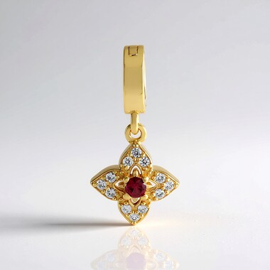 Zawieszka ze srebra pozłacanego - Spinel czerwony szlachetny Noble Red