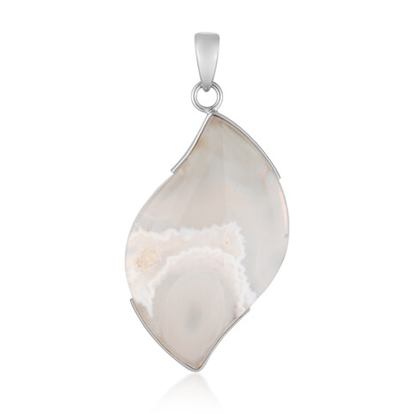 White Agate Silver Pendant (Bali Barong)