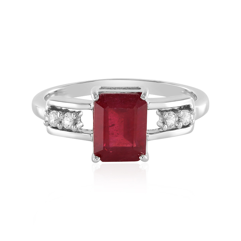 Anello Con Rubino Naturale Manikya Birmano 5 Carati - Certificato, Non Trattato, Non Riscaldato - Placcato Argento Regolabile