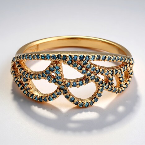 Anello placcato in oro con Diamante Fancy