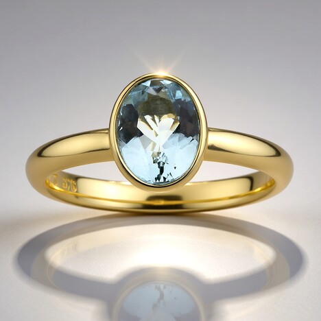 Anello in oro con Acquamarina Santa Maria (CUSTODANA)