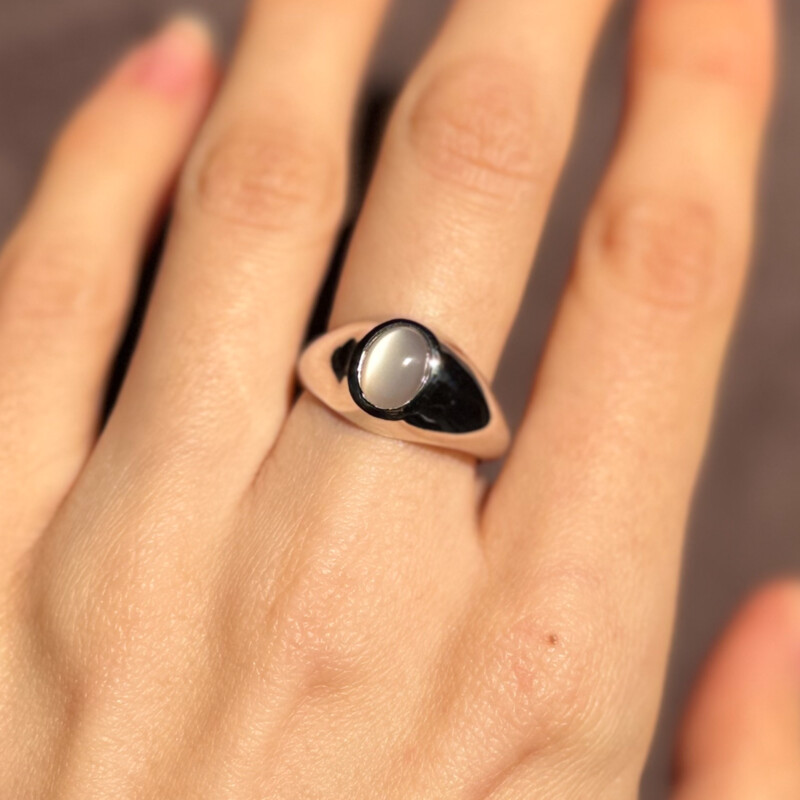 Silberner Mondstein-Silberring